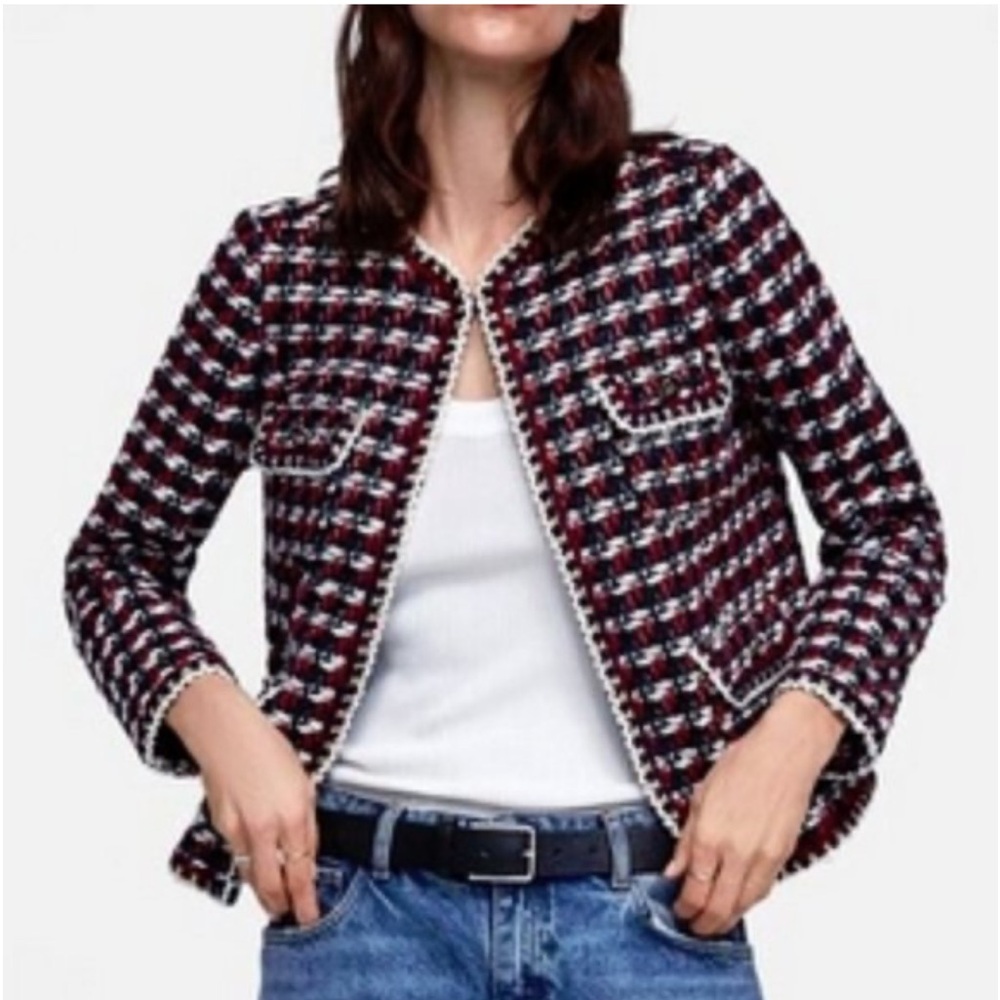 Zara Multicolor Tweed Blazer